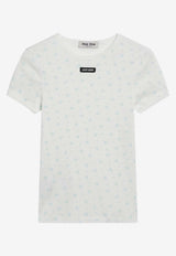 Miu Miu Logo-Printed Crewneck T-shirt MJNA08OOO18ZU/S_MIU-F0AZ1