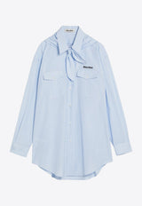 Miu Miu Striped Shirt with Scout-Scarf Light Blue MK1918OOO173Y/R_MIU-F0012