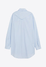 Miu Miu Striped Shirt with Scout-Scarf Light Blue MK1918OOO173Y/R_MIU-F0012
