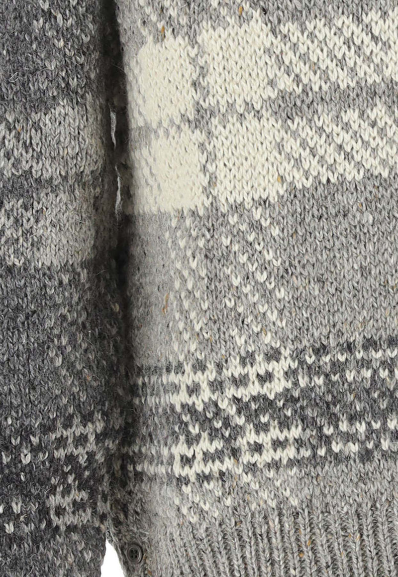 Thom Browne Tartan Check Wool-Blend Sweater Gray MKA410F_Y1506_982