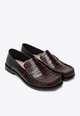 Loewe Campo Croc-Embossed Leather Flap Loafers Brown MLSC290X01LE/R_LOEW-2999
