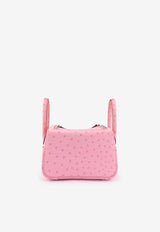 Mini Lindy 20 in Rose Bubblegum Ostrich Leather with Palladium Hardware