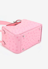 Mini Lindy 20 in Rose Bubblegum Ostrich Leather with Palladium Hardware