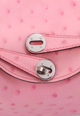 Mini Lindy 20 in Rose Bubblegum Ostrich Leather with Palladium Hardware