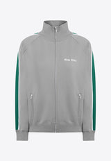 Miu Miu High-Neck Zip-Up Sweatshirt Gray MMF00UOOO148O/S_MIU-F0Y6M