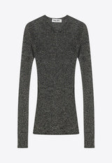 Miu Miu Lurex Knit V-neck Sweater Gray MML00YOOO176W/R_MIU-F0CBG