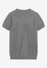 Miu Miu Logo Lettering Cashmere Knit Top Gray MMLB30OOO17NN/R_MIU-F0031