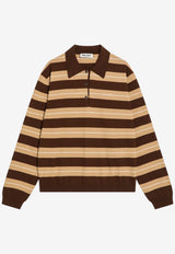 Miu Miu Logo Embroidered Long-Sleeved Polo T-shirt Brown MMLB32OOO17NQ/R_MIU-F0TDB