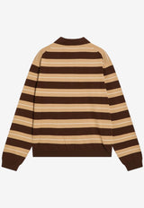 Miu Miu Logo Embroidered Long-Sleeved Polo T-shirt Brown MMLB32OOO17NQ/R_MIU-F0TDB