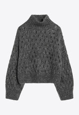 Brunello Cucinelli High-Neck Knitted Mohair Sweater Gray MNA326504WO_CUCIN-CGD77
