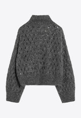 Brunello Cucinelli High-Neck Knitted Mohair Sweater Gray MNA326504WO_CUCIN-CGD77