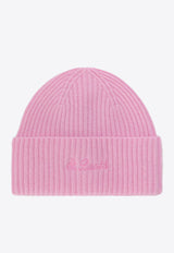 MC2 Saint Barth Kids Girls Ribbed Knit Logo Beanie Pink MOS000200359I/R_MC2-23