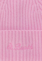 MC2 Saint Barth Kids Girls Ribbed Knit Logo Beanie Pink MOS000200359I/R_MC2-23