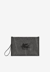 Etro Large Arnica Paisley Jacquard Pouch Bag Black MP2C0001-AA012 N0000