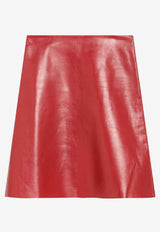 Miu Miu Logo Patch Mini Leather Skirt Red MPD820OOO165Z/R_MIU-F0011