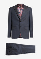 Etro Single-Breasted Striped Wool Suit Blue MRGB0006-99TR267 S9885
