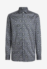 Etro Abstract Print Button-Up Shirt Blue MRIB0001-99SA5L7 X0883