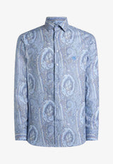 Etro Floral Paisley Long-Sleeved Satin Shirt Light Blue MRIB0002-99SA5P2 X0880