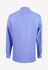 Etro Pegaso Embroidered Button-Up Shirt Blue MRIB0002-99TU3F3 B0028