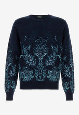 Etro Floral Jacquard Crewneck Sweater Blue MRKF0096-AQ177 S9883
