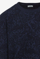 Etro Paisley Jacquard Crewneck Sweater Blue MRKF0096-AQ195 S9831