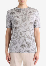 Etro Floral Print Crewneck T-shirt Gray MRMA0002-AKG34 S8290