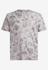 Etro Floral Print Crewneck T-shirt Gray MRMA0002-AKG34 S8290