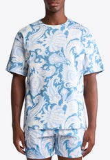Etro Floral Print Crewneck T-shirt Blue MRMA0004-AK591 X0880