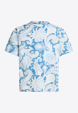 Etro Floral Print Crewneck T-shirt Blue MRMA0004-AK591 X0880