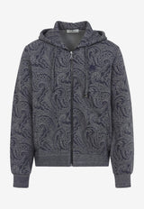 Etro Paisley Print Zip-Up Hooded Sweatshirt Blue MRMB0025-99JJ508 S8460