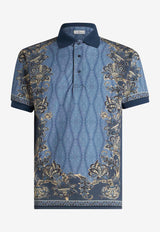 Etro Paisley Medallion Polo T-shirt Blue MRMD0004-AK568 X0883