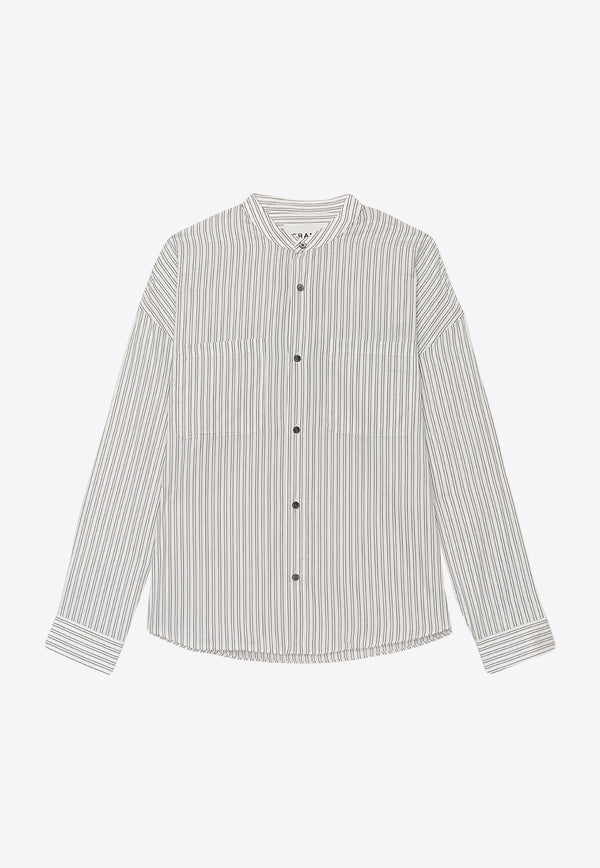 Frame Denim Striped Long-Sleeved Shirt White MS24WSH007WHITE