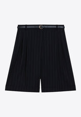 Max Mara Mstere Pinstripe Wool Bermuda Shorts Blue MSTERECO/S_MAXMS-001