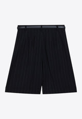 Max Mara Mstere Pinstripe Wool Bermuda Shorts Blue MSTERECO/S_MAXMS-001