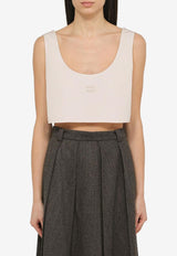 Miu Miu Logo Embroidered Cropped Tank Top Pink MT1982OOO10RG/O_MIU-F0D91