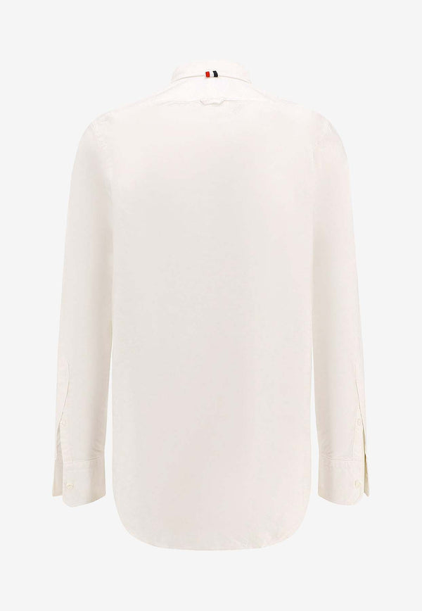 Thom Browne Name Tag Patch Classic Long-Sleeved Shirt White MWL010E_F0313_100