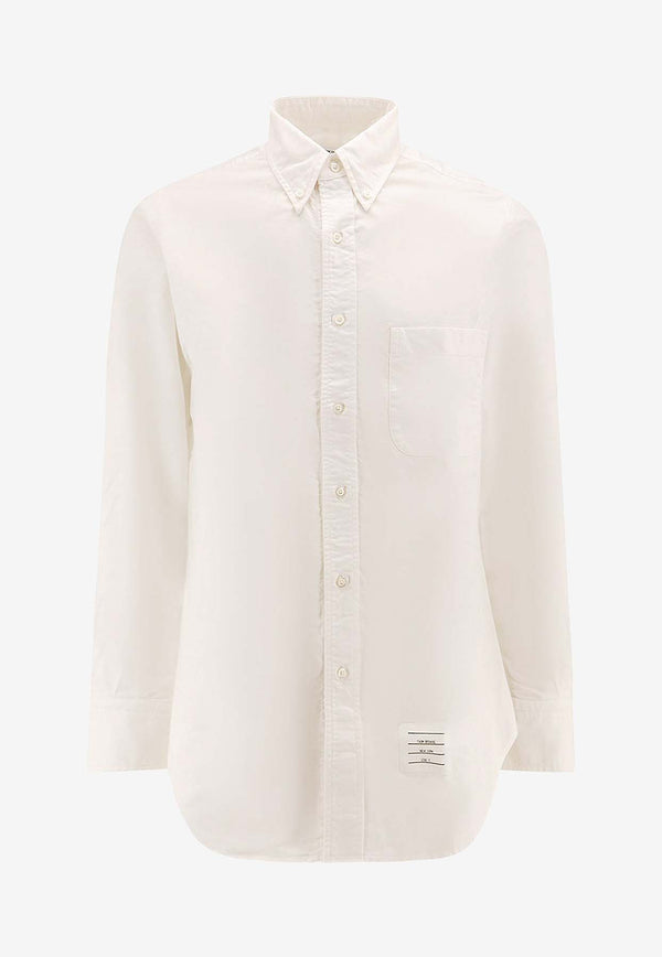 Thom Browne Name Tag Patch Classic Long-Sleeved Shirt White MWL010E_F0313_100