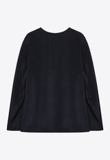Max Mara Mxpmitico Silk-Blend Buttoned Blouse Blue MXPMITICOCO/S_MAXM-017