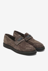 Brunello Cucinelli Monili Suede Penny Loafers Brown MZSFG2370LE/R_CUCIN-C8769