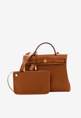 Herbag 31 in Fauve Toile and Vache Hunter Leather with Gold Hardware
