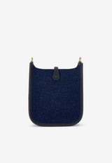 Mini Evelyne 16 in Bleu Nuit Felt and Caban Amazone Leather with Gold Hardware