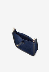 Mini Evelyne 16 in Bleu Nuit Felt and Caban Amazone Leather with Gold Hardware
