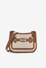 Mini Jypsiere in Ecru Beige Toile and Gold Swift with Palladium Hardware