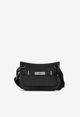 حقيبة ميني جيبسيير من الجلد السويفت باللون الأسود مع أجزاء معدنية فضية