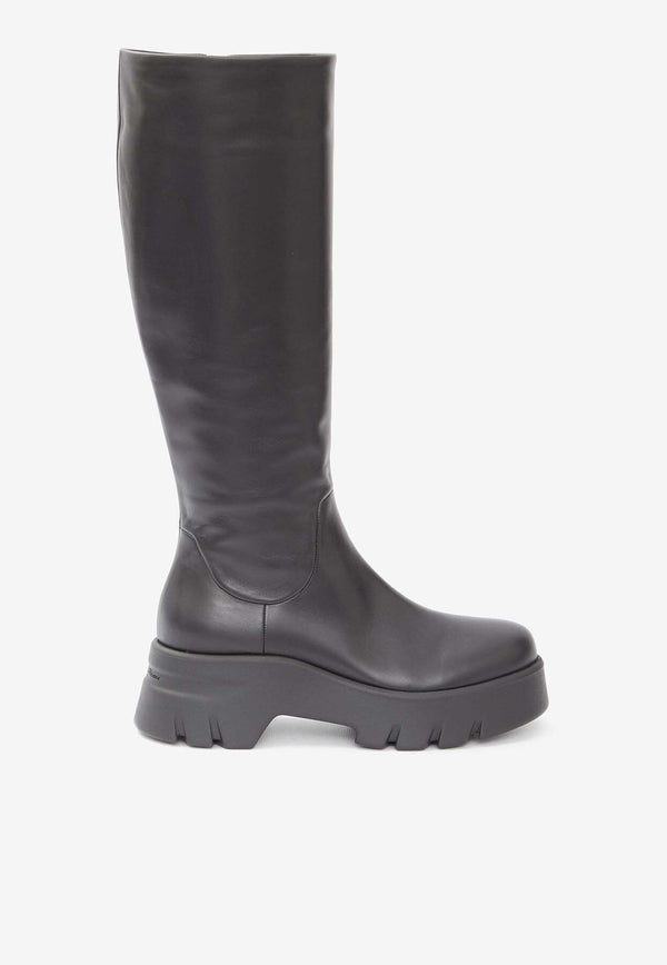 Gianvito Rossi Montey Knee-High Leather Boots G8038820GOM-VGI-BLACK Black