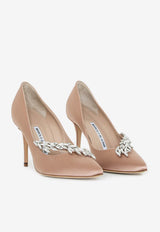 Manolo Blahnik Nadira 90 Crystal-Embellished Satin Pumps NADIRA 90 NUDE 2504 0367-0047 Nude
