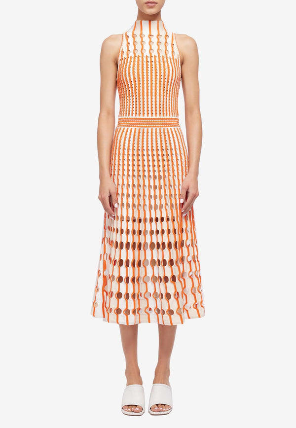 Simkhai Nash Cut-Out Knit Midi Dresses Orange