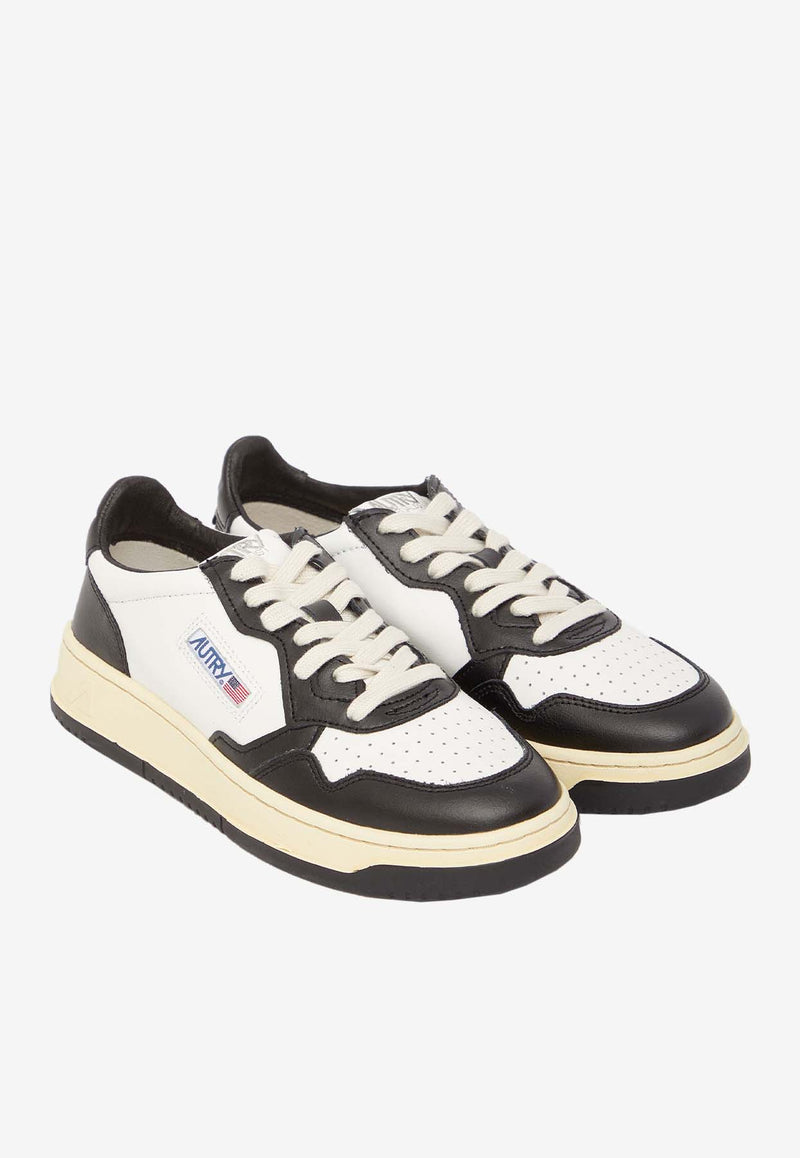 Autry Medalist Bicolor Low-Top Leather Sneakers Monochrome AULM-WB-01