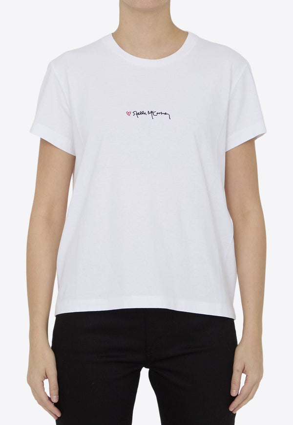 Stella McCartney Iconics Love Logo Embroidered T-shirt White 6J0273-3SPY52-9000