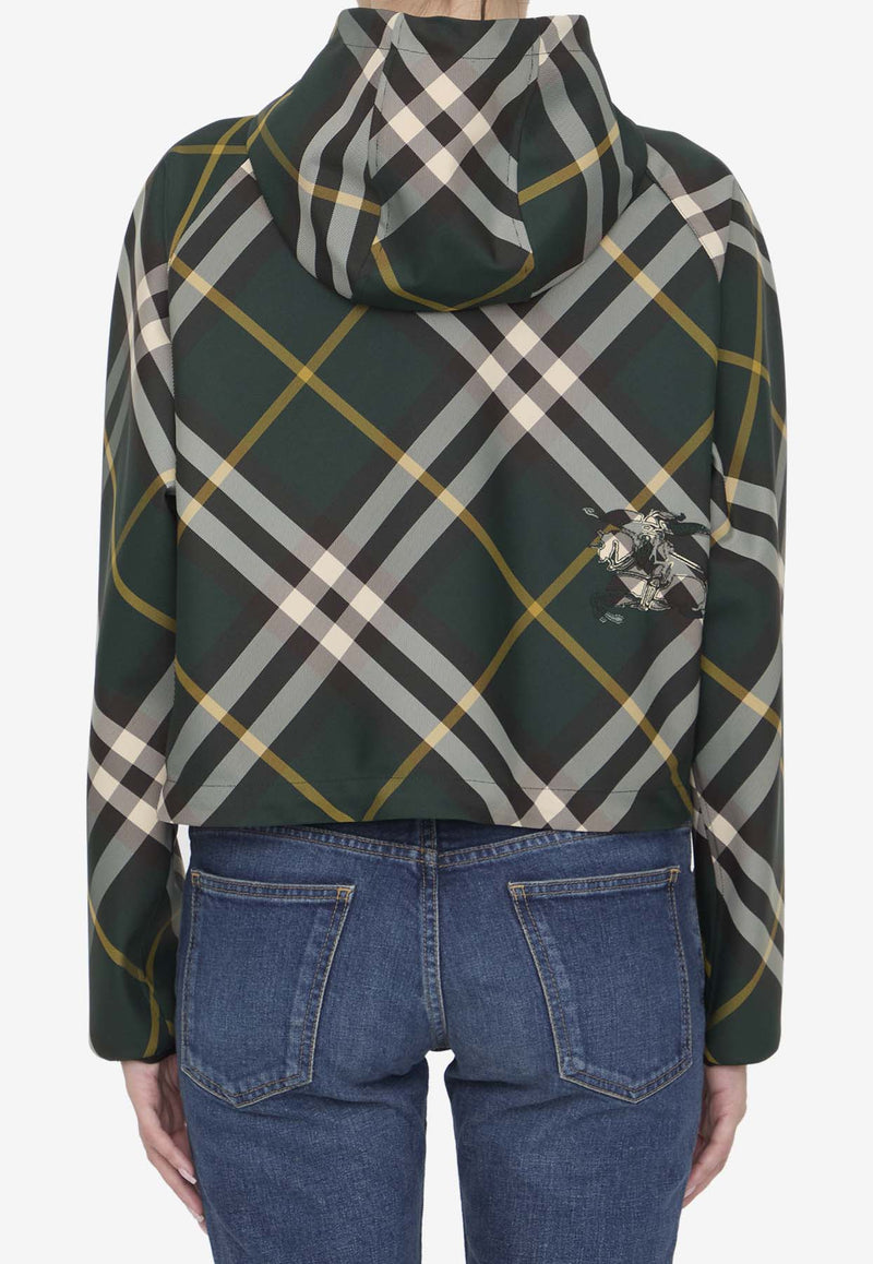 Burberry Check Zip-Up Cropped Jacket Green 8081889--B8660